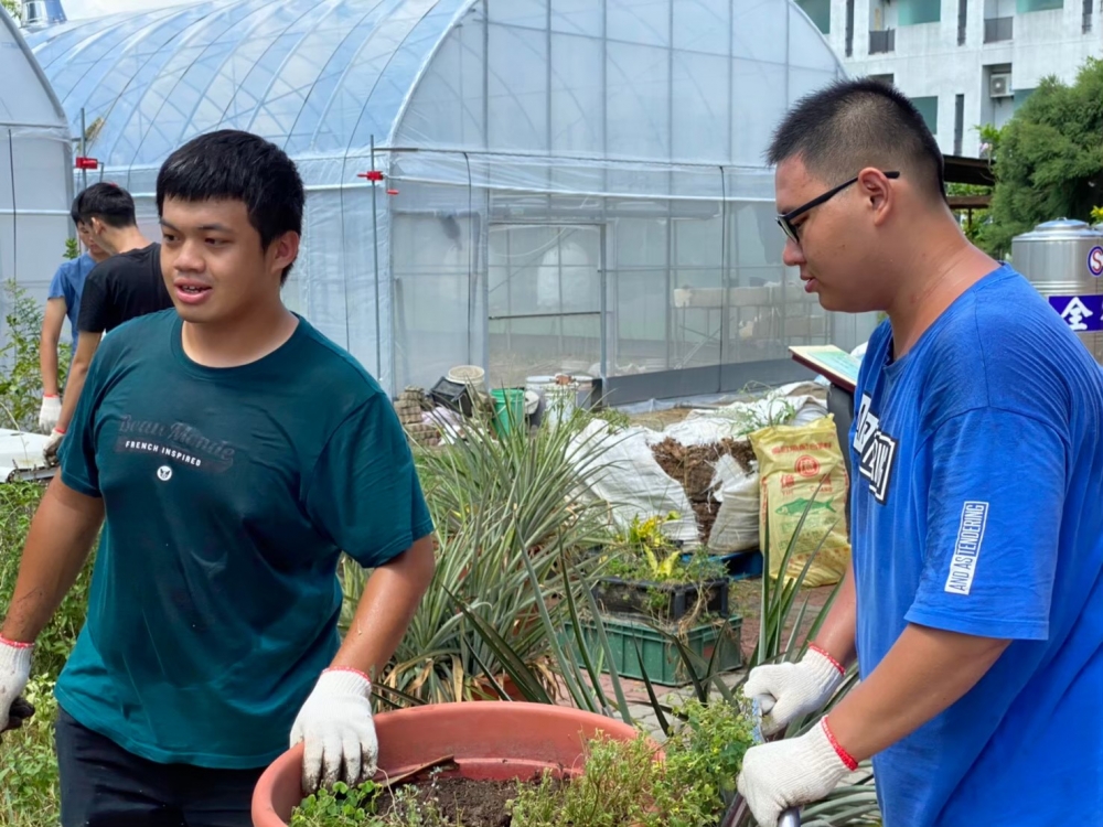 由研究生帶領大學部學生，學長帶學弟的傳承，共同整理生態場域與溫室週遭植物，並從中學習農機具、土壤與作物相關知識